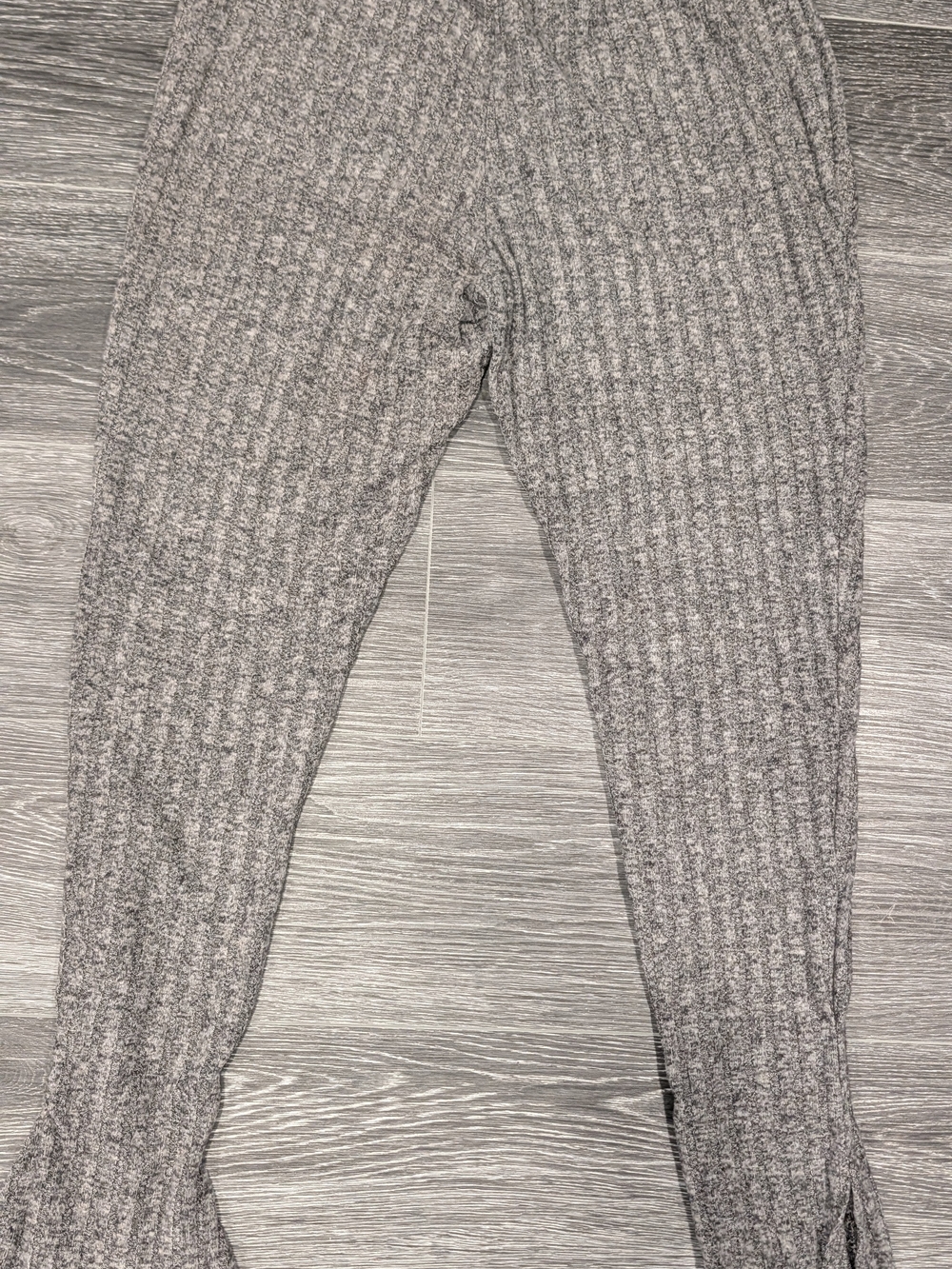 Gray Ribbed Knit Pants